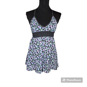 Free People Purple Floral Y2K Top